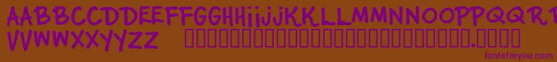 JuniorStar-Schriftart – Violette Schriften auf braunem Hintergrund