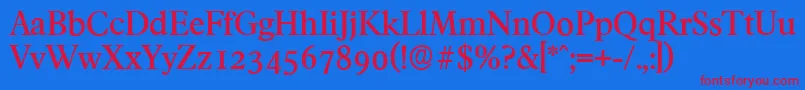 FranciscoserialMediumRegular-Schriftart – Rote Schriften auf blauem Hintergrund