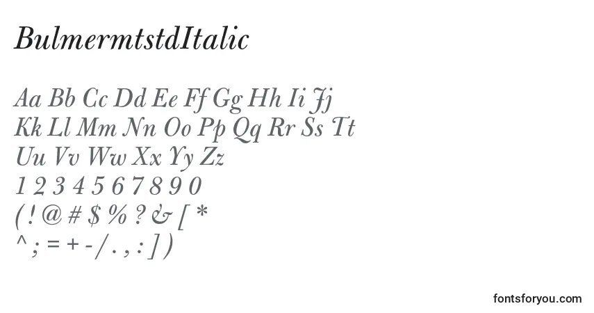 A fonte BulmermtstdItalic – alfabeto, números, caracteres especiais