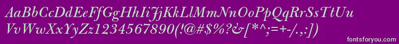 BulmermtstdItalic Font – Green Fonts on Purple Background