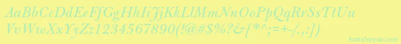 BulmermtstdItalic Font – Green Fonts on Yellow Background