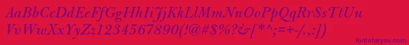 BulmermtstdItalic Font – Purple Fonts on Red Background