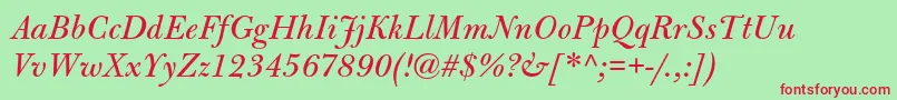 BulmermtstdItalic Font – Red Fonts on Green Background