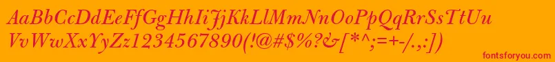 フォントBulmermtstdItalic – オレンジの背景に赤い文字