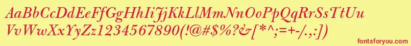 BulmermtstdItalic Font – Red Fonts on Yellow Background