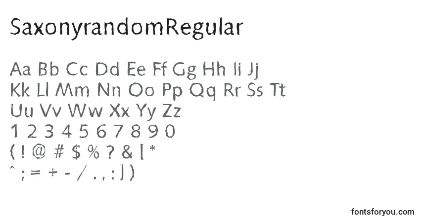 Schriftart SaxonyrandomRegular – Alphabet, Zahlen, spezielle Symbole