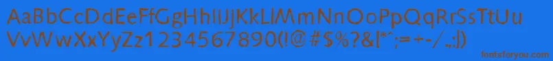 More about SaxonyrandomRegular Font SaxonyrandomRegular Font – Brown Fonts on Blue Background