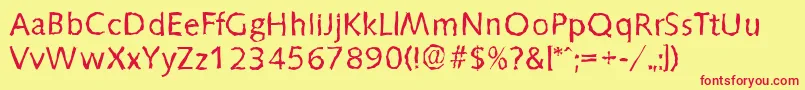 SaxonyrandomRegular Font – Red Fonts on Yellow Background