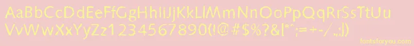 SaxonyrandomRegular-Schriftart – Gelbe Schriften auf rosa Hintergrund
