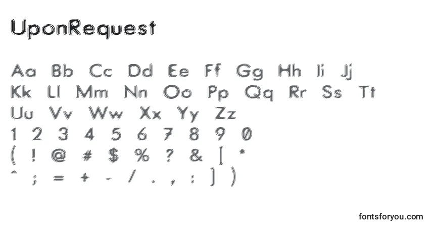 A fonte UponRequest – alfabeto, números, caracteres especiais
