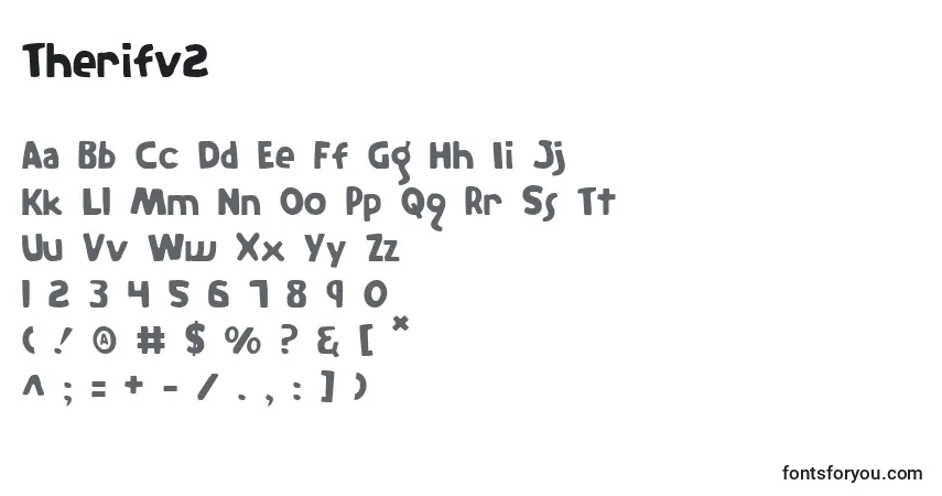 A fonte Therifv2 – alfabeto, números, caracteres especiais