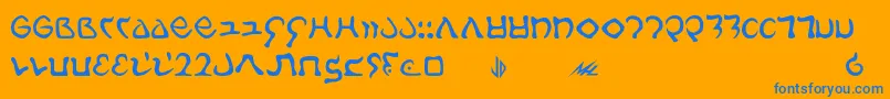 Galach Font – Blue Fonts on Orange Background