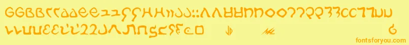 フォントGalach – オレンジの文字が黄色の背景にあります。