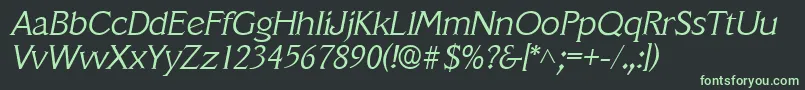 VeracruzlhItalic-fontti – vihreät fontit mustalla taustalla
