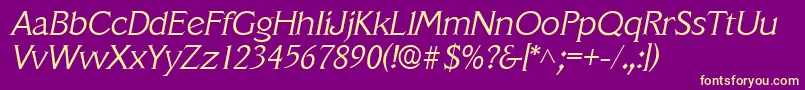 VeracruzlhItalic Font – Yellow Fonts on Purple Background