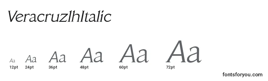 Размеры шрифта VeracruzlhItalic