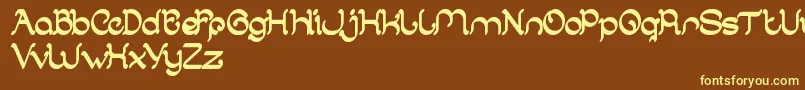 ArabianKnight-fontti – keltaiset fontit ruskealla taustalla