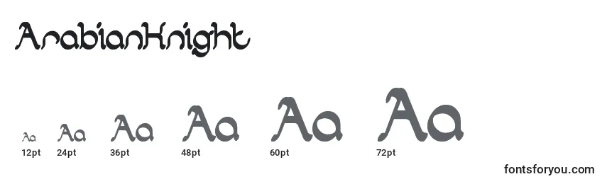 Размеры шрифта ArabianKnight