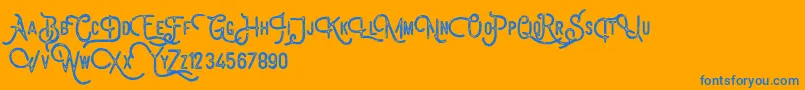 BillyforgesDemo-Schriftart – Blaue Schriften auf orangefarbenem Hintergrund