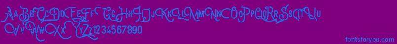 フォントBillyforgesDemo – 紫色の背景に青い文字