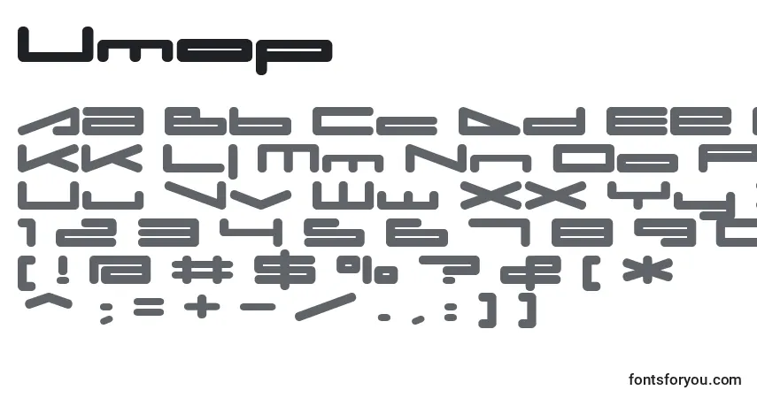 Schriftart Umop – Alphabet, Zahlen, spezielle Symbole