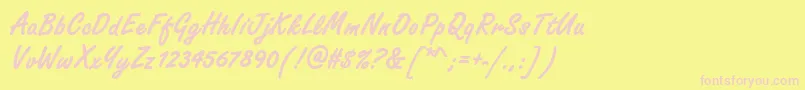 FreestylescrdeeBold-fontti – vaaleanpunaiset fontit keltaisella taustalla