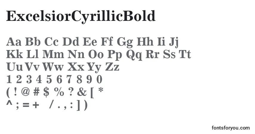 Schriftart ExcelsiorCyrillicBold – Alphabet, Zahlen, spezielle Symbole