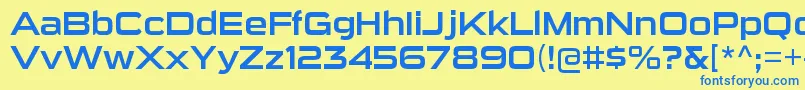フォントSuigenerisrgRegular – 青い文字が黄色の背景にあります。
