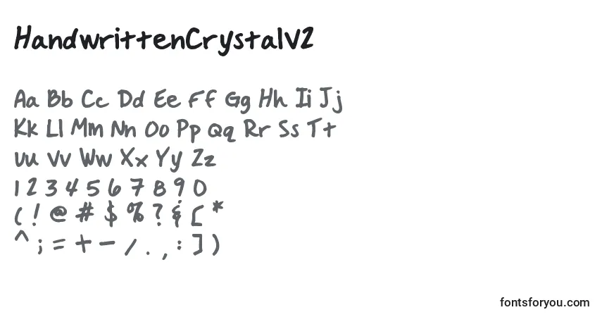 Шрифт HandwrittenCrystalV2 – алфавит, цифры, специальные символы