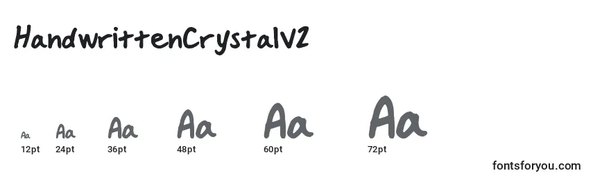 Tamanhos de fonte HandwrittenCrystalV2