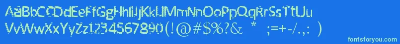 Unknown Font – Green Fonts on Blue Background