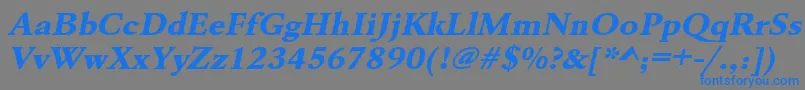 フォントUrwgaramondtextbolextwidOblique – 灰色の背景に青い文字