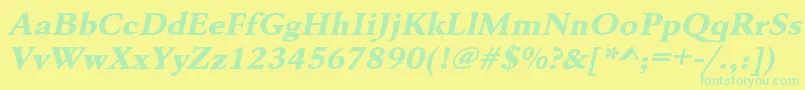 UrwgaramondtextbolextwidOblique Font – Green Fonts on Yellow Background