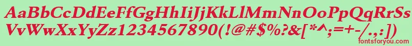 UrwgaramondtextbolextwidOblique Font – Red Fonts on Green Background