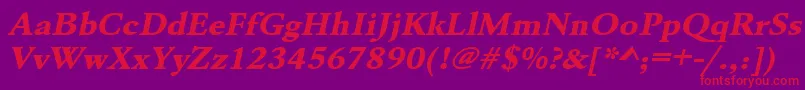 UrwgaramondtextbolextwidOblique Font – Red Fonts on Purple Background