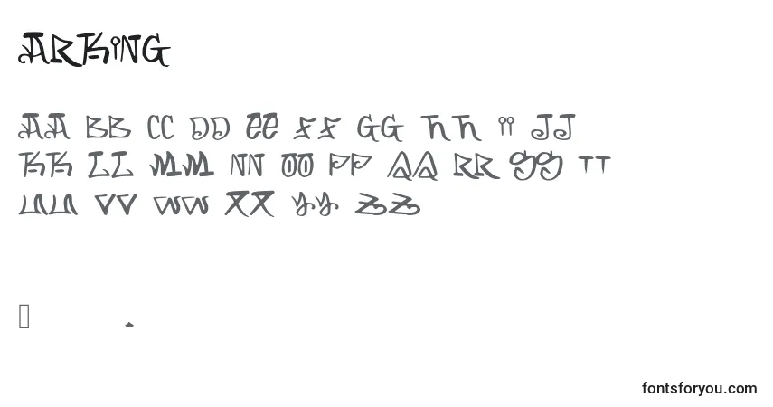 A fonte Arking – alfabeto, números, caracteres especiais