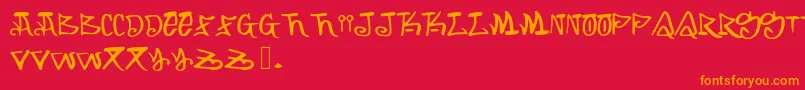 フォントArking – 赤い背景にオレンジの文字