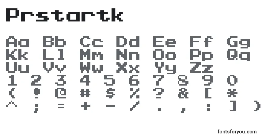 A fonte Prstartk – alfabeto, números, caracteres especiais