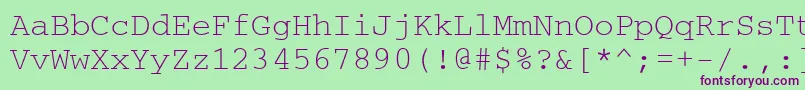 Couriercyrillic-Schriftart – Violette Schriften auf grünem Hintergrund