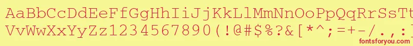 Couriercyrillic-fontti – punaiset fontit keltaisella taustalla