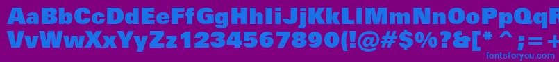 Fonte ZurichExtraBlackBt – fontes azuis em um fundo violeta