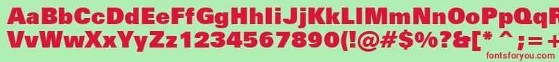 ZurichExtraBlackBt Font – Red Fonts on Green Background