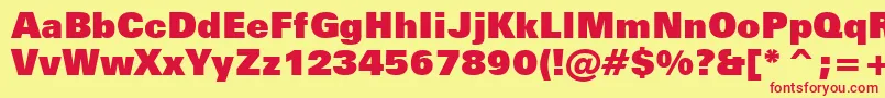 ZurichExtraBlackBt Font – Red Fonts on Yellow Background