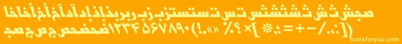 Шрифт BasrapersianttBolditalic – жёлтые шрифты на оранжевом фоне