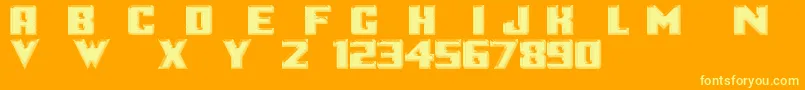 Logotronik Font – Yellow Fonts on Orange Background