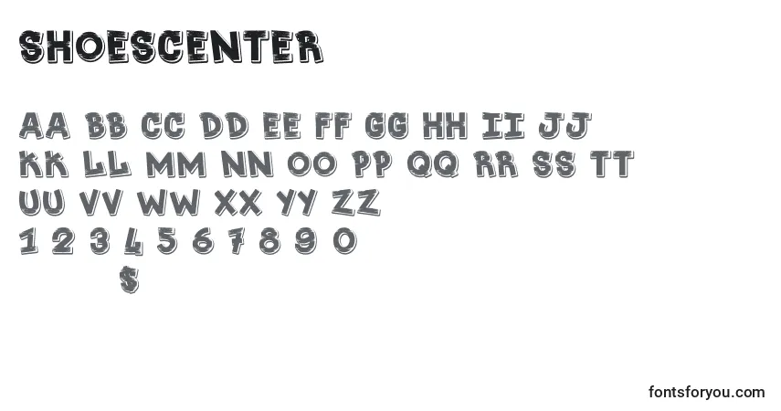 Czcionka ShoesCenter – alfabet, cyfry, specjalne znaki