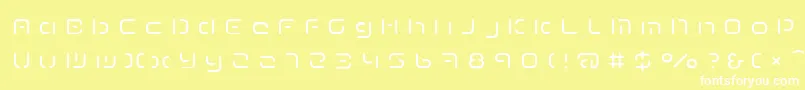 TermRegeee-Schriftart – Weiße Schriften auf gelbem Hintergrund