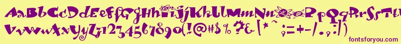 LambadadexterMedium Font – Purple Fonts on Yellow Background