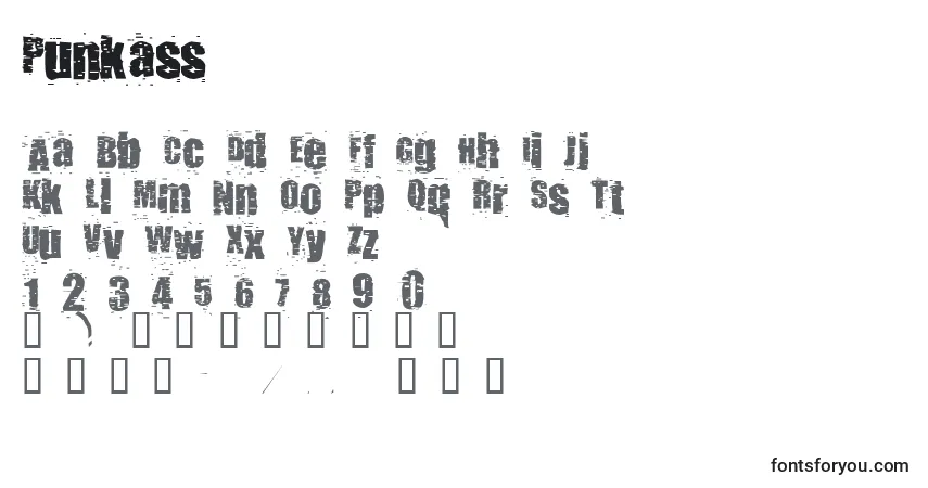 Punkass-fontti – aakkoset, numerot, erikoismerkit