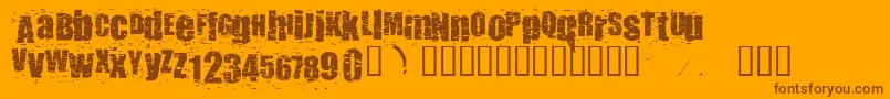 Punkass-Schriftart – Braune Schriften auf orangefarbenem Hintergrund